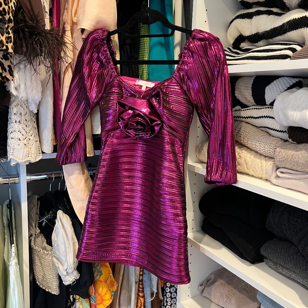 Love Shack Fancy big flower magenta dress